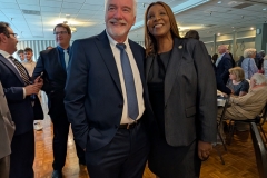 Former-Rome-legislator-and-current-Oneida-County-Clerk-candidate-Michael-Brown-greets-AG-James-at-fundraiser