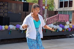 Hilda Jordan trying to teach crowd how to master merengue and bachata @ Royal & Rhythm Festival